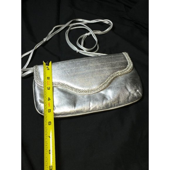VIntage Le Regale Ltd. Rhinestone Fancy Shiny Silver Mini Formal Evening Purse - Picture 4 of 7